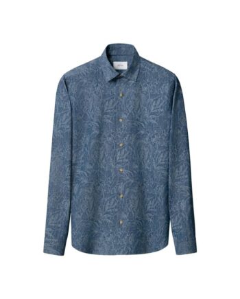 S Floral Denim Print Hirt - Eton Shirt  - 7313584581722