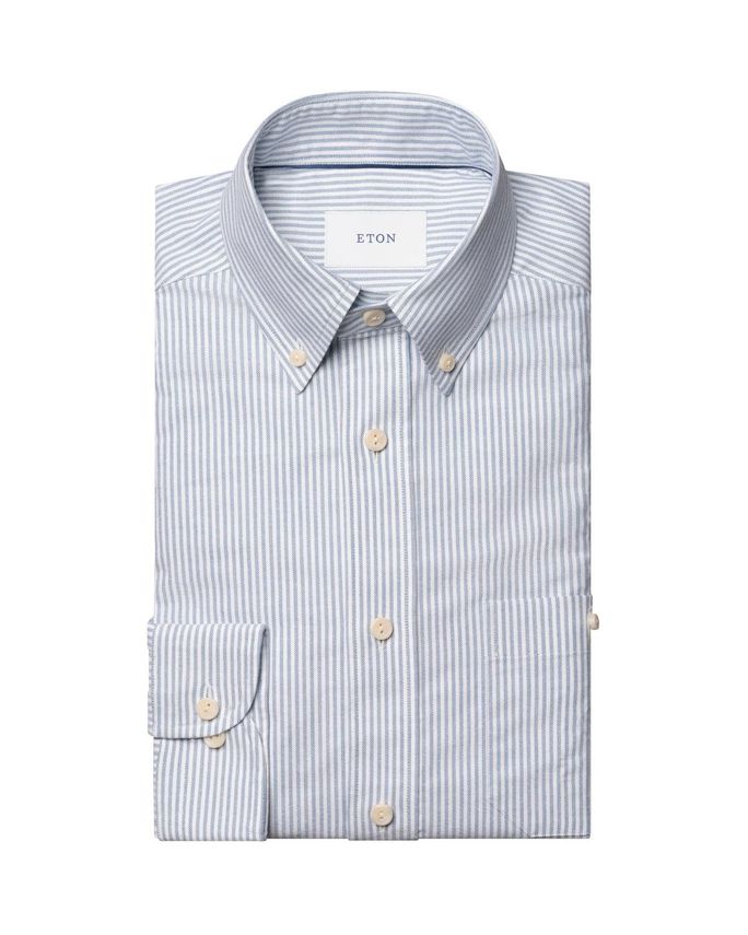 S Triped Oxford Hirt - Eton Shirt - 7313584759138