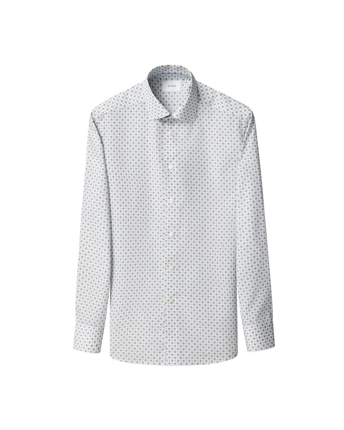 40 Geometric Print Signature Twill Shirt - Eton Shirt  - 7313584742130
