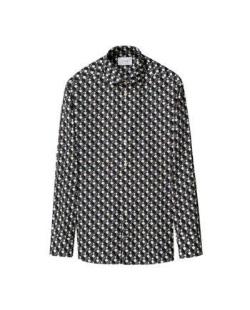 40 Geometric Print Cotton Tencel Lyocell Shirt - Eton Shirt  - 7313584742291