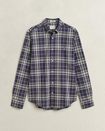 Khaki Reg Poplin Check Shirt - Gant Shirt  - 7325709005495