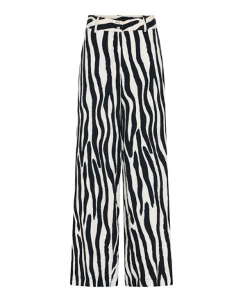Hvid Micha Bukser Dame Zebraprint Viscose Sort Offwhite Str - Micha Jeans