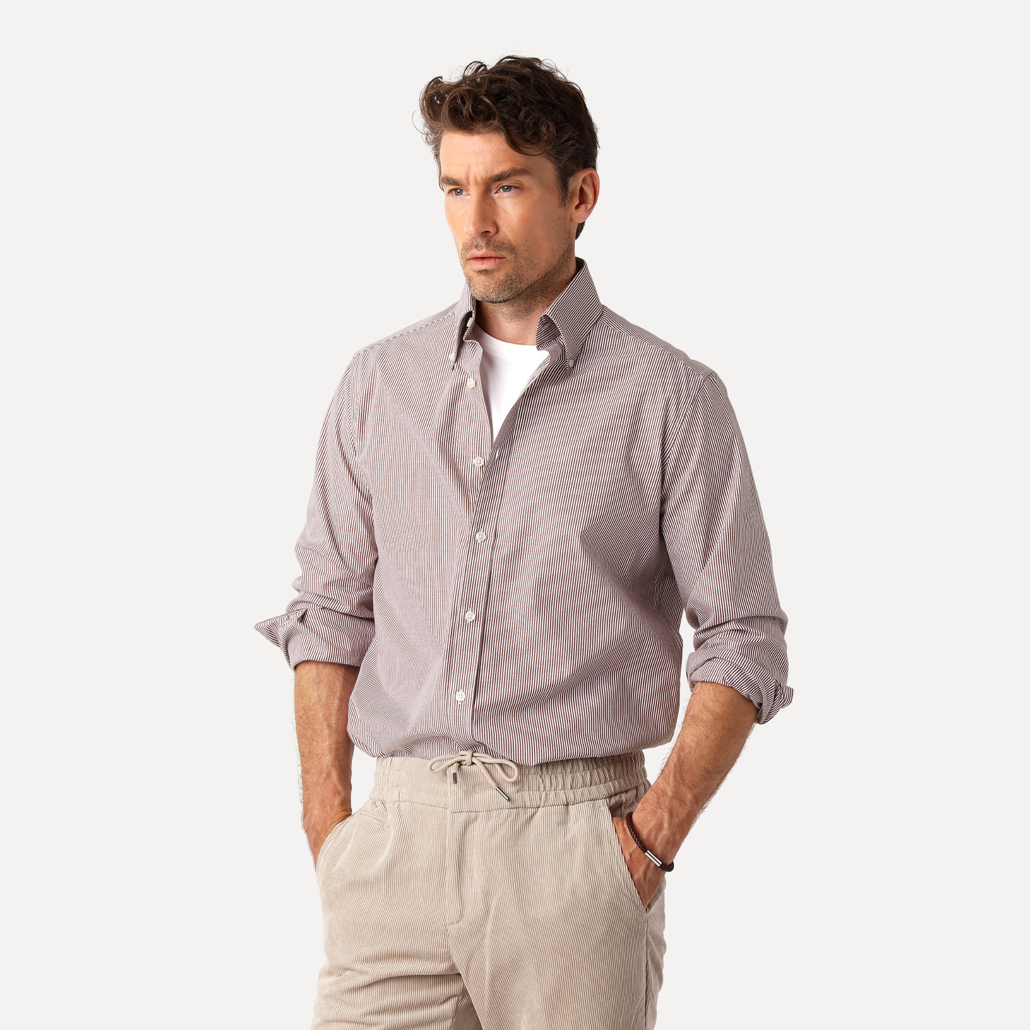 Brick Pinstripe Shirt - Less Worries Shirt