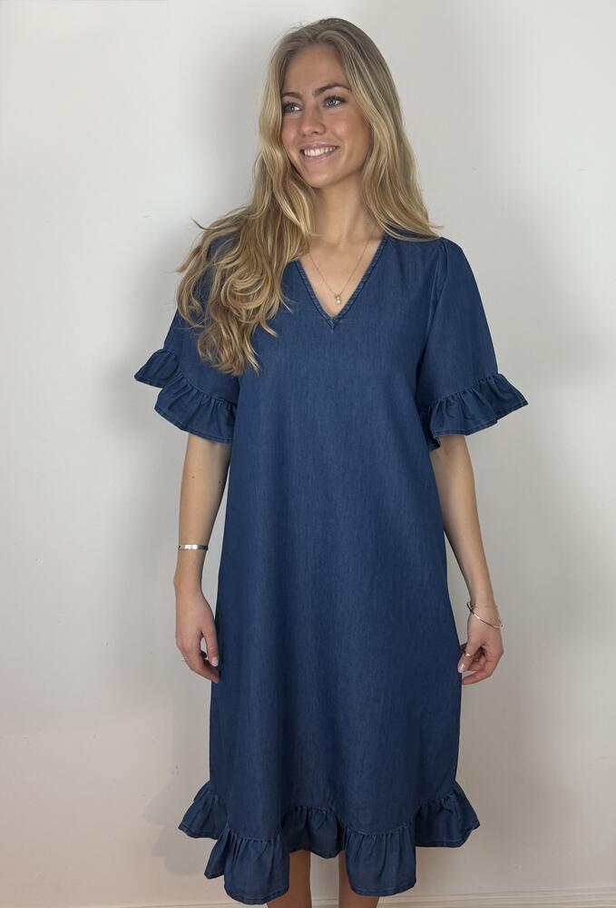 Kjole Thyra Chambre Denim Blå Continue - Continue Jeans - 5714015418778