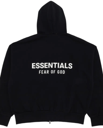 Sort Fear God Essentials Classic Hood Zip Sweatee Shirt Black - Fear Of God Shirt  - 198437474621