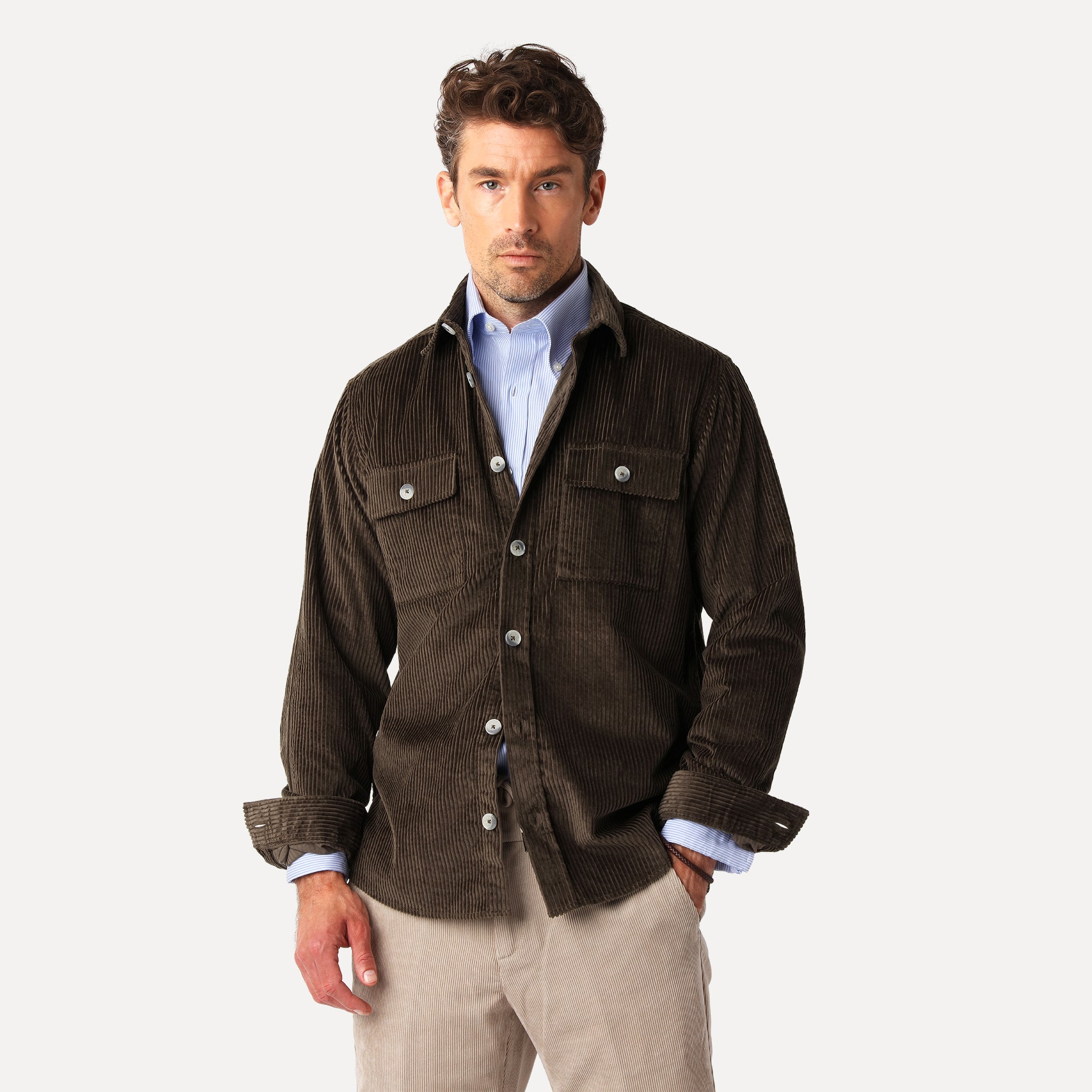 Chocolate Cord Shirt - Less Worries Shirt