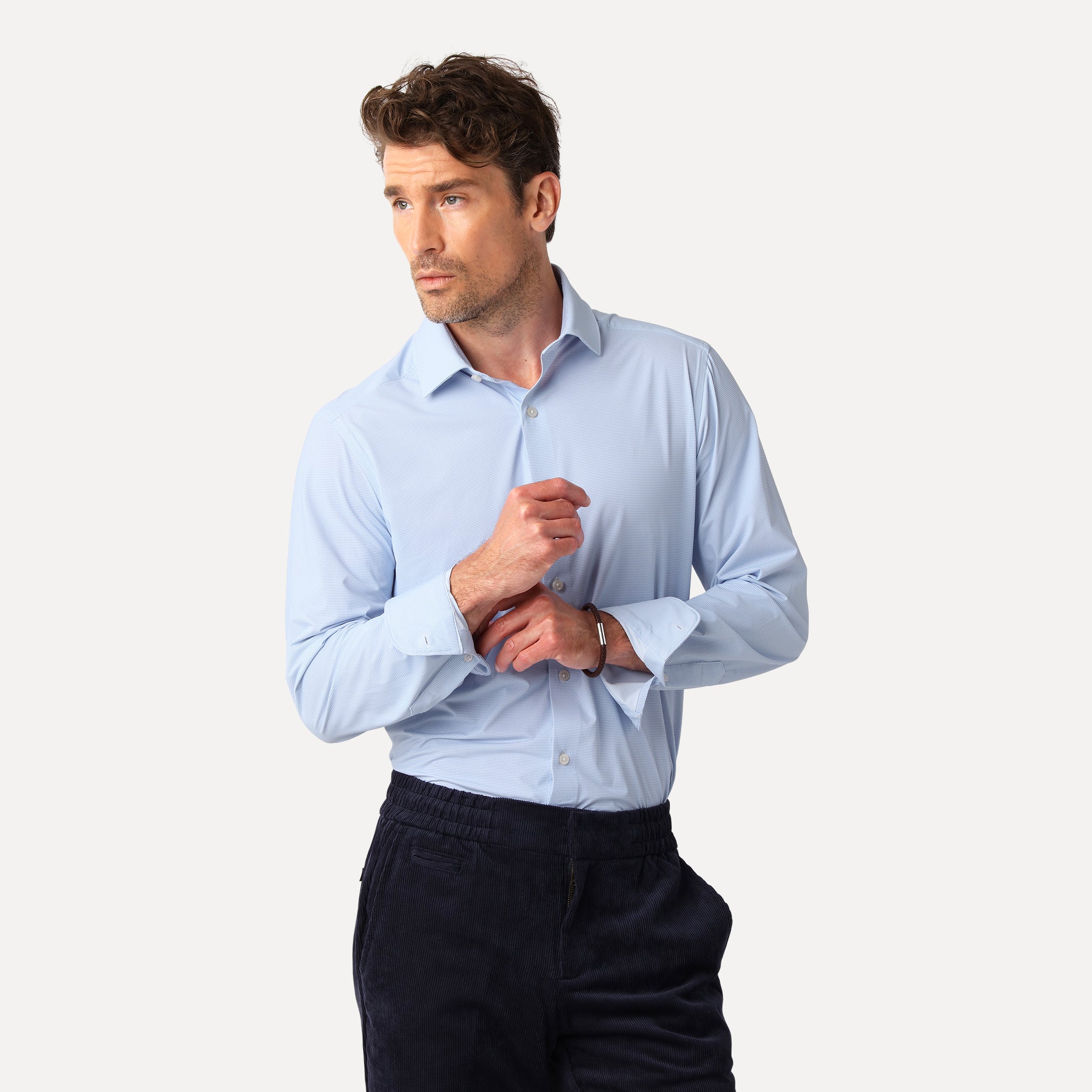Light Blue Power Stretch Shirt - Less Worries Shirt