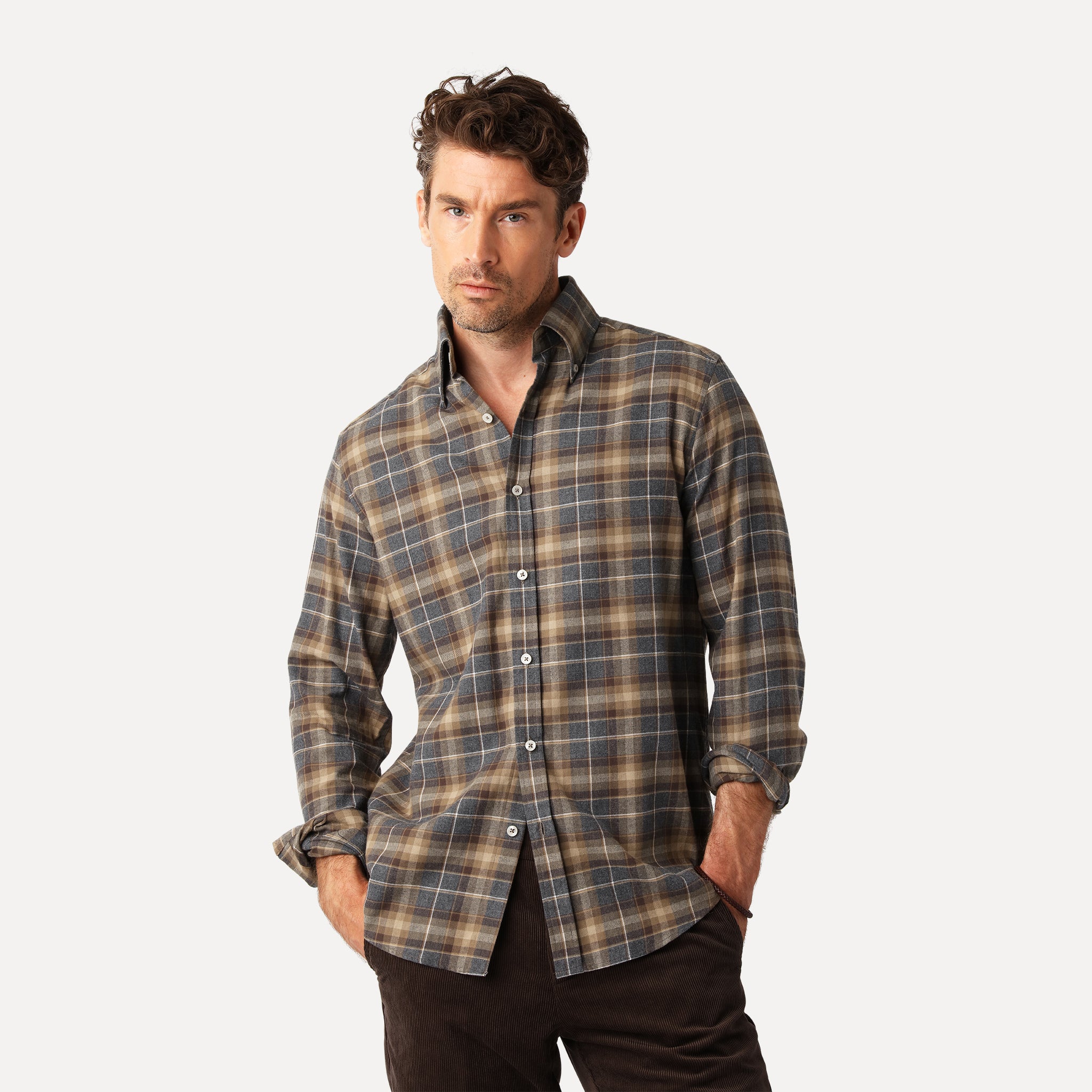 Brown Check Flannel Shirt - Less Worries Shirt