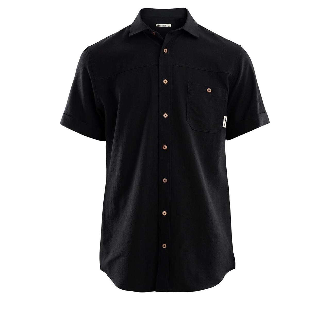 Sort Aclima Mens Leisurewool Short Sleeve Shirt Jet Black Small - Aclima Shirt  - 7034041097036