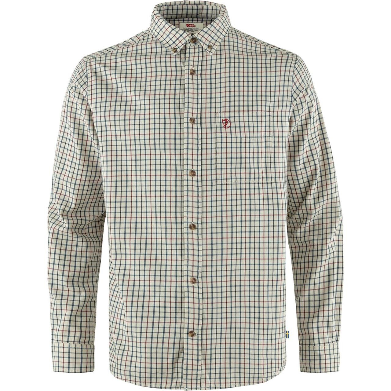 Hvid Fjallraven Mens Srmland Lite Flannel Shirt Chalk White Dark Navy 113 555 - Fjällräven Shirt - 7323450925055