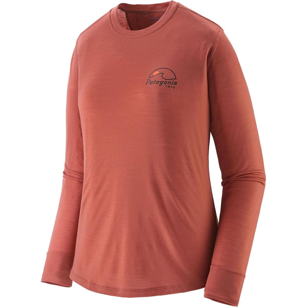 Rød (IMAGINE MO Patagonia Womens Cap Cool Merino Graphic Shirt Rød Imagine Moon: Potters Red - Patagonia Shirt - 198077178866
