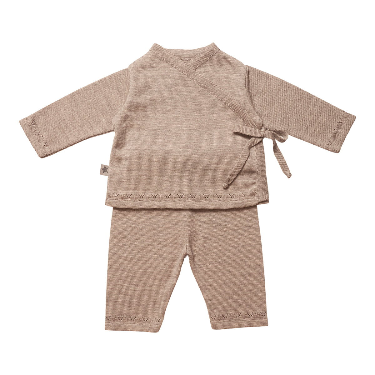Camel, Mørkbei Huttelihut Lani Sæt Baby Bluse & Bukser Uld Camel - Huttelihut Jeans - 8657948246351