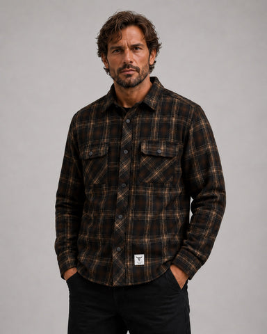 Sort Adrian Flannel Shirt Black Ecru - Fat Moose Shirt  - 5715528361292