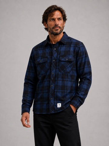 Sort Adrian Flannel Shirt Blue Black - Fat Moose Shirt  - 5715528361308