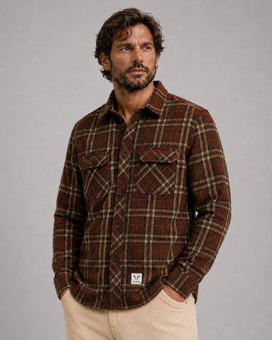 Brown/Burnt Ora Adrian Flannel Shirt Brown Burnt Orange - Fat Moose Shirt  - 5715528361315