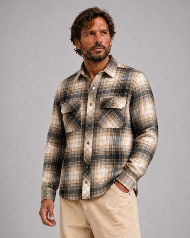 Sort Adrian Flannel Shirt Soft Sand Black - Fat Moose Shirt  - 5715528366365