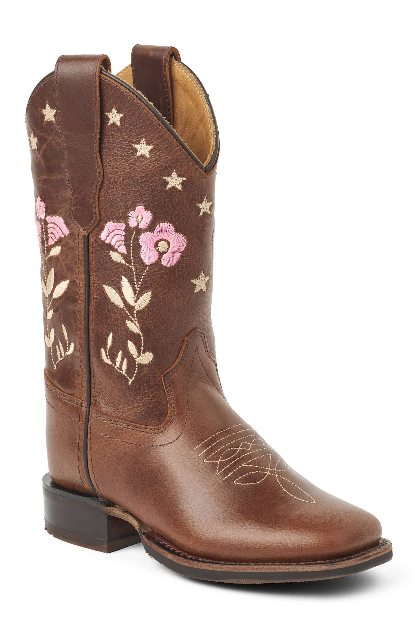 Dk. Brown Cowboy Støvle Blomster Broderi Brown Brown - SkoSneaksers - 5715859066163
