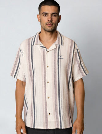 Ecru/violet Ice Costa Shirt Ecru Violet Ice Striped - Fat Moose Shirt  - 5715528319361