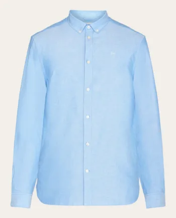 1235 Lapis Blue Harald Owl Oxford Regular Fit Shirt Gots Vegan - Shirt  - 5715356214180