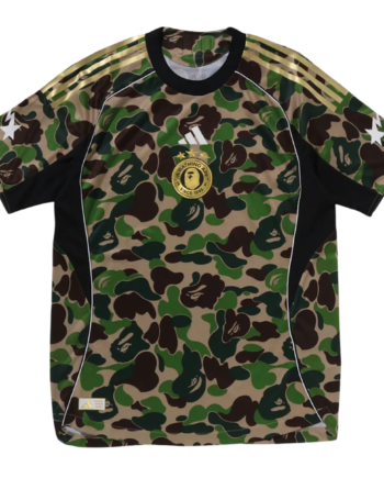 Grøn Adidas Bape Football Graphic Slim Jersey Shirt Green - Adidas Shirt  - 4068804443238