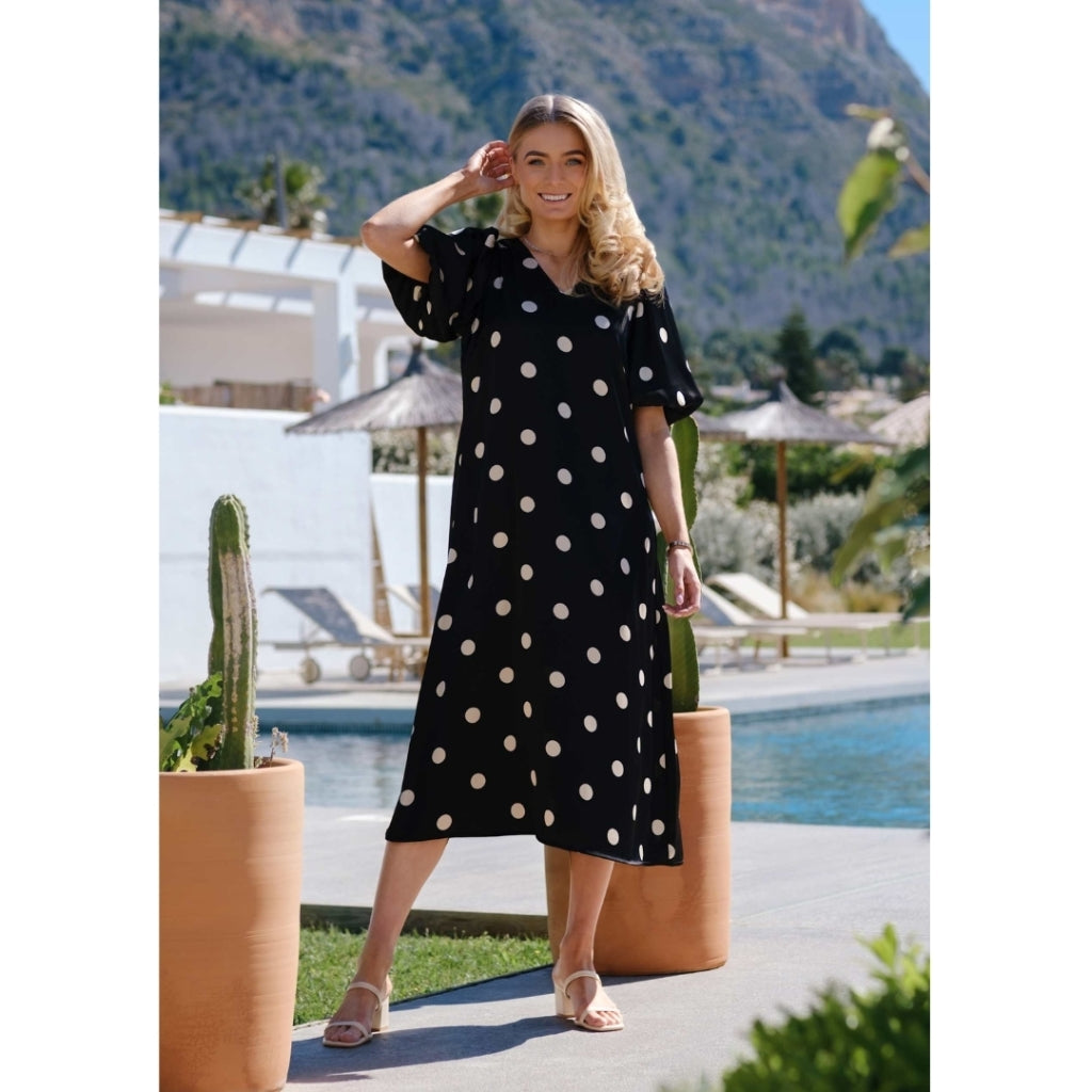 Sort Liberte Dame Kjole Dotti Black Creme Dot - Liberté Jeans - 5707085711436