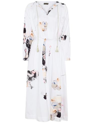 Hvid Lundgaard Kjole Blomsterprint - Lundgaard Jeans - 5713270522589