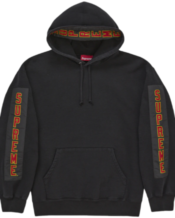 Sort Supreme Woven Patches Hooded Sweatee Shirt Black - Supreme Shirt  - None