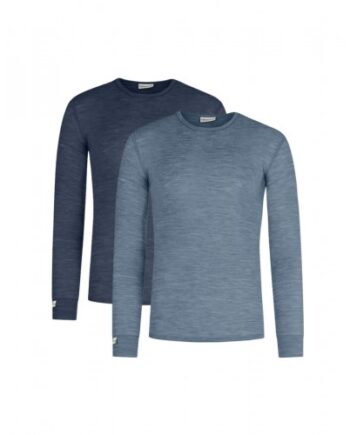 Langærmet Shirt Til Herre 100 Merino Uld 1x1 Rib Pak Navy Blue - Byhappyme Shirt  - 5715701011402