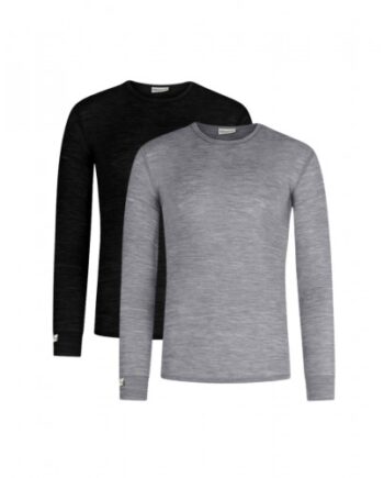 Sort Langærmet Shirt Til Herre 100 Merino Uld Pak Black Grey - Byhappyme Shirt  - 5715701011402