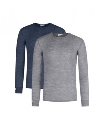 Langærmet Shirt Til Herre 100 Merino Uld Pak Navy Grey - Byhappyme Shirt  - 5715701011402