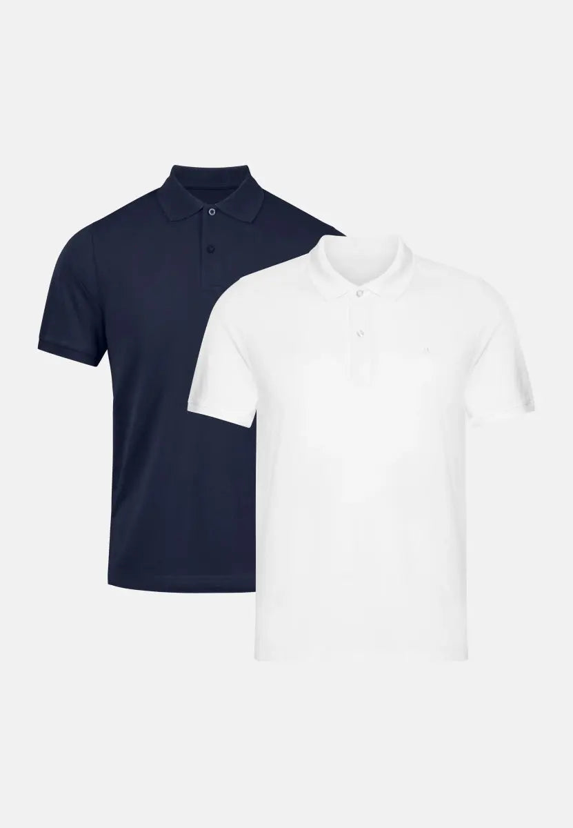 Hvid Danish Endurance Klassisk Polo Shirt Navy - Shirt - 5713205036174