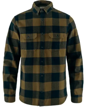 Mørkeblå Fjallraven Vik Heavy Flannel Shirt Herre Mænd Wood Brown Dark Navy Skjorter - Fjällräven Shirt  - 7323451063145