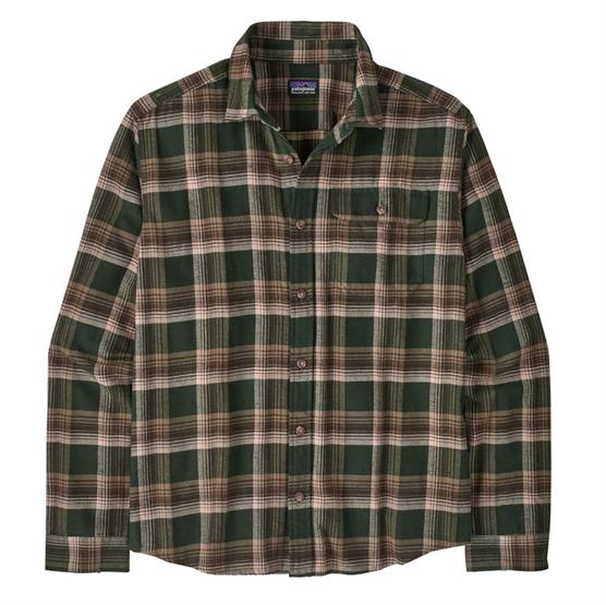 Grøn Patagonia Mens Fjord Flannel Shirt Cozy Cabin Treeline Green - Patagonia Shirt
