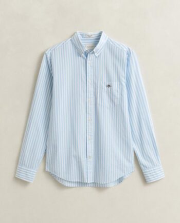 Blå Reg Classic Poplin Stripe Shirt - Gant Shirt  - 7325708653444