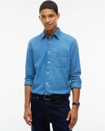 L Indigo Dobby Shirt - Tommy Hilfiger Shirt  - 8721441226393
