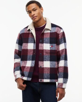 Blå Tjm Teddy Collar Brushed Shacket - Tommy Jeans Jeans  - 8721482295044