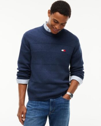 Blå Tjm Reg Textured Sweater Ext - Tommy Jeans Jeans  - 8721441560381