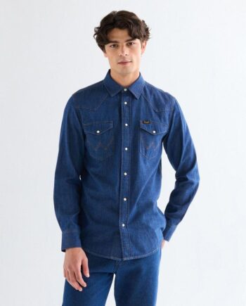 Blå Westernshirt Carolinecreek - Wrangler Shirt  - 5401139677074