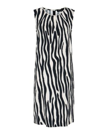 Hvid Micha Kjole Dame Ærmeløs Zebraprint Viscose Sort Offwhite Str - Micha Jeans