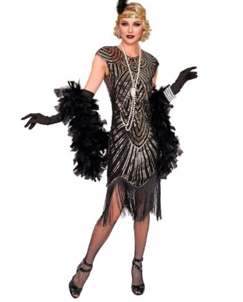 Flapper Gatsby Kjole Til Damer Guld - Jeans