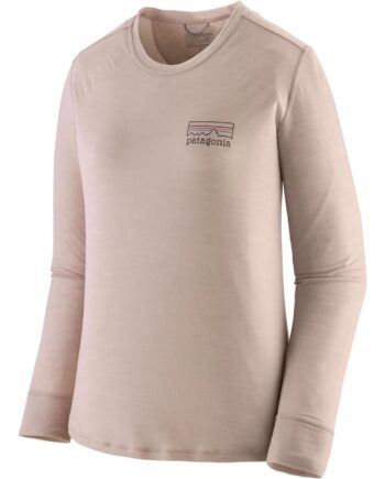 Beige (FITZ ROY Patagonia Womens Cap Cool Merino Graphic Shirt Beige Fitz Roy Strata:shroom Taupe - Patagonia Shirt  - 196924839335
