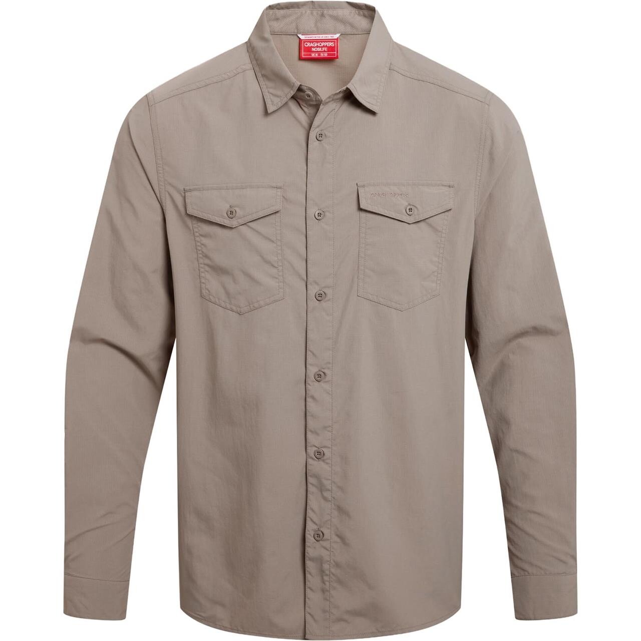Beige (PEBBLE) Craghoppers Mens Nosilife Loukkos Long Sleeved Shirt Beige Pebble Medium - Craghoppers Shirt - 5063260156516