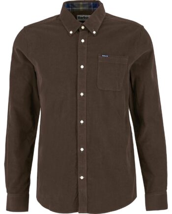 Brun (BROWN) Barbour Mens Ramsey Tailored Cord Shirt Brun Brown Medium - Barbour Shirt  - 194972383183