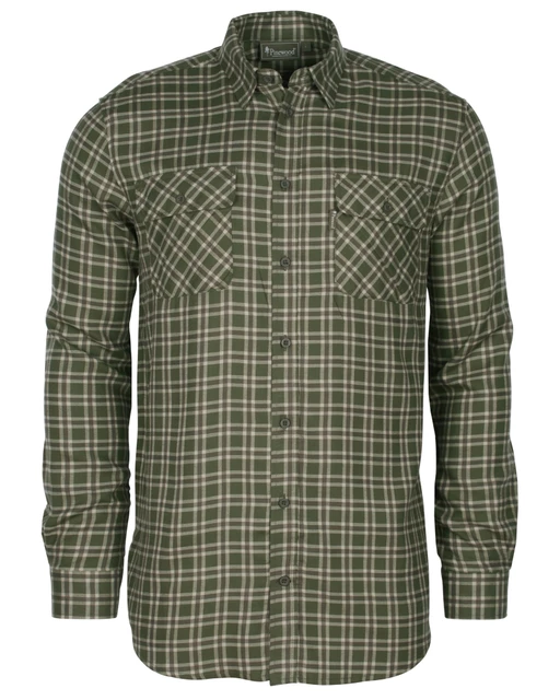 Grøn Pinewood Lappland Wool Shirt Mossgreen Khaki - Pinewood Shirt - 7331090410510