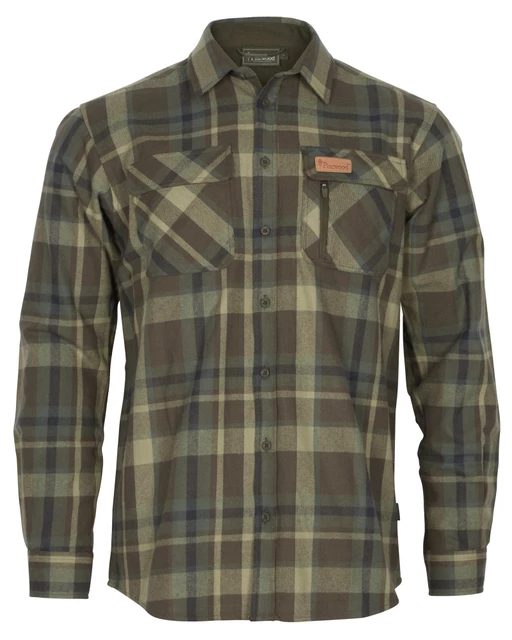 Grøn Pinewood Lappland Rough Flannel Shirt Green Brown - Pinewood Shirt  - 7331090398412