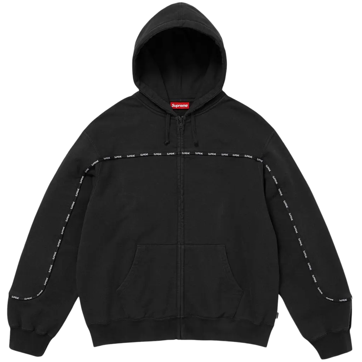 Sort Supreme Piping Zip Hooded Sweatee Shirt Black - Supreme Shirt - None