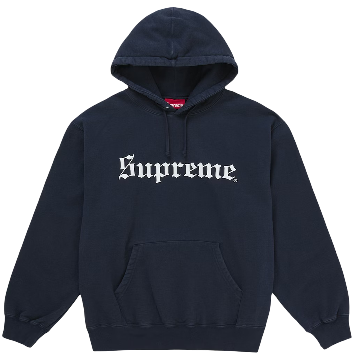 Supreme Washed Old English Hooded Sweatee Shirt Navy - Supreme Shirt - 0199310048182