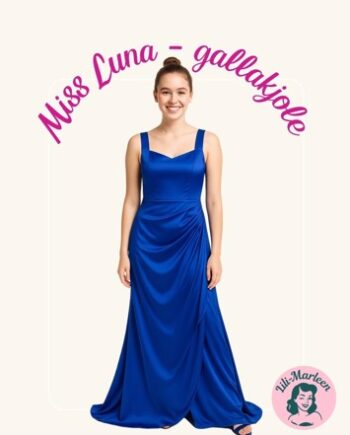 Lang Gallakjole Luna Kongeblå Satin Kjole Med Slids - Jeans