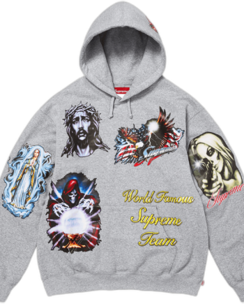 Supreme Stickers Hooded Sweatee Shirt Heather Grey - Supreme Shirt  - None