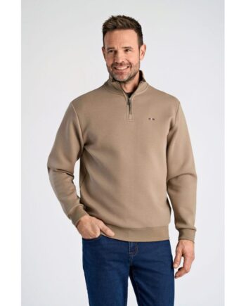 Brun Bison Sweatee Shirt Med Halv Lynlås Ler Til Herre - Bison Shirt  - 5715651869757